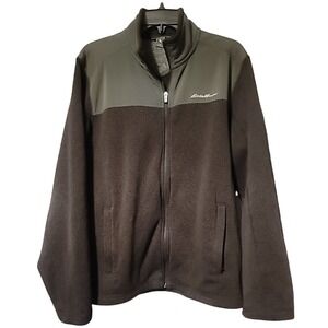 Eddie Bauer Men's Black Full Zip‎ Sweater Jacket Fleece-lined Outdoor Large